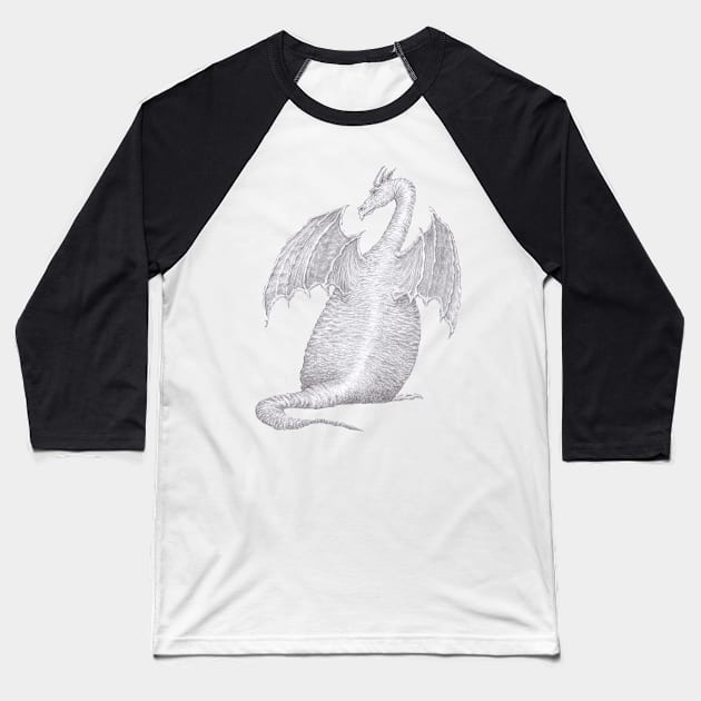 Dragon, pencil drawing Baseball T-Shirt by LucyDreams